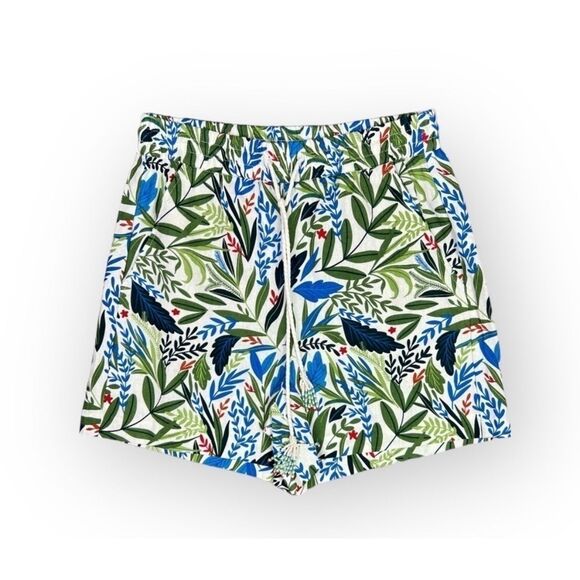 Joie Short Womens 8 Blue Green White Evelyn Tropical Beaded Linen Blend Medium - Picture 16 of 16